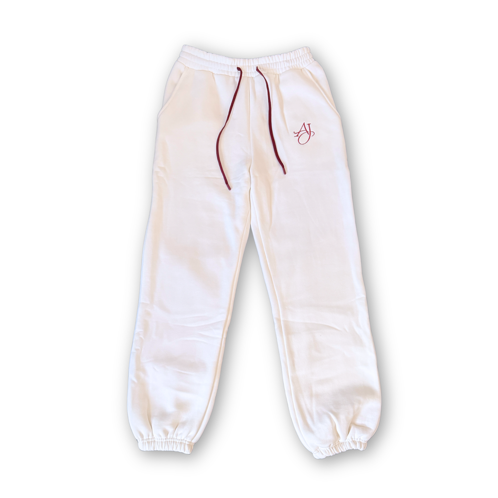 Signature White Cotton Fleece Pants
