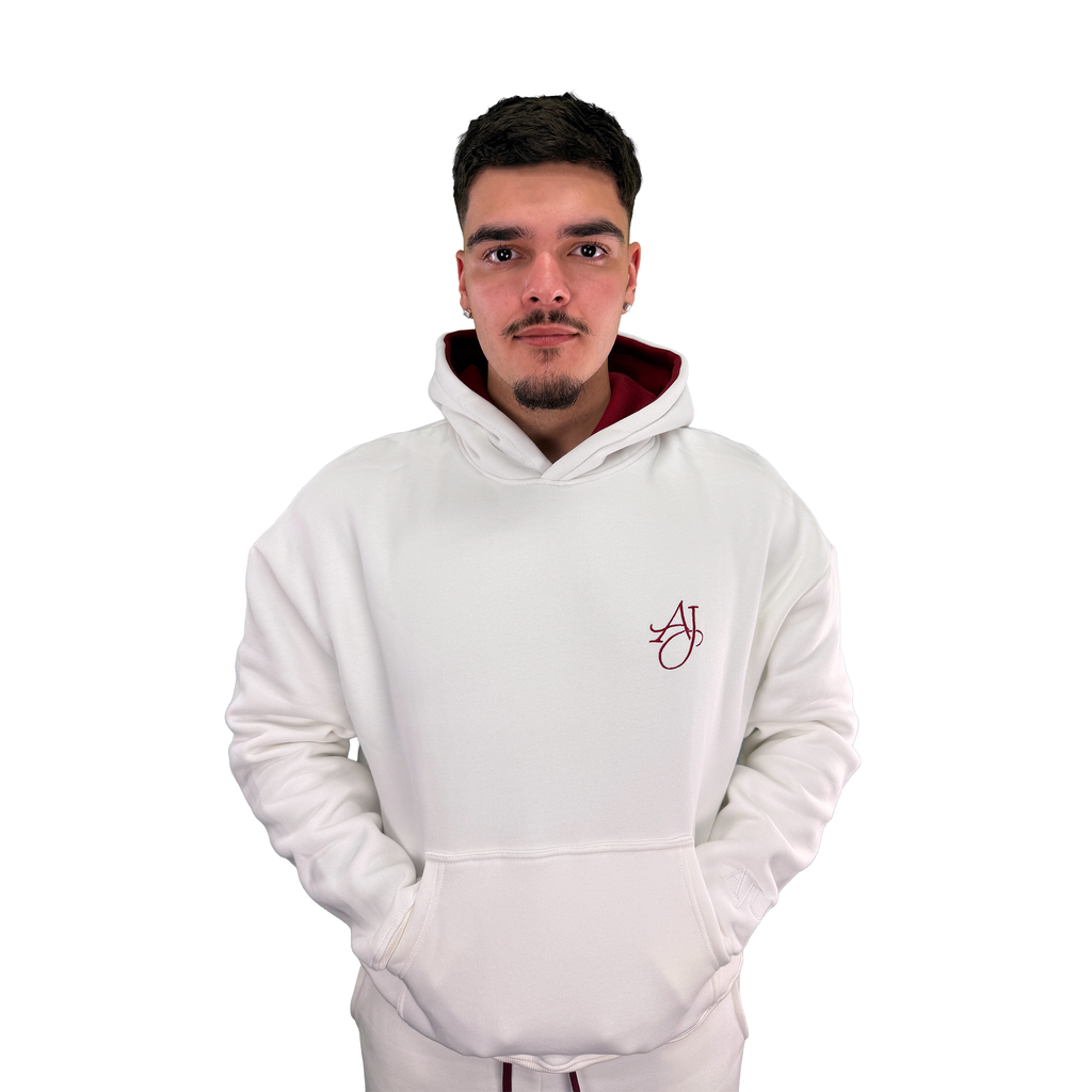 Signature White Cotton Fleece Hoodie