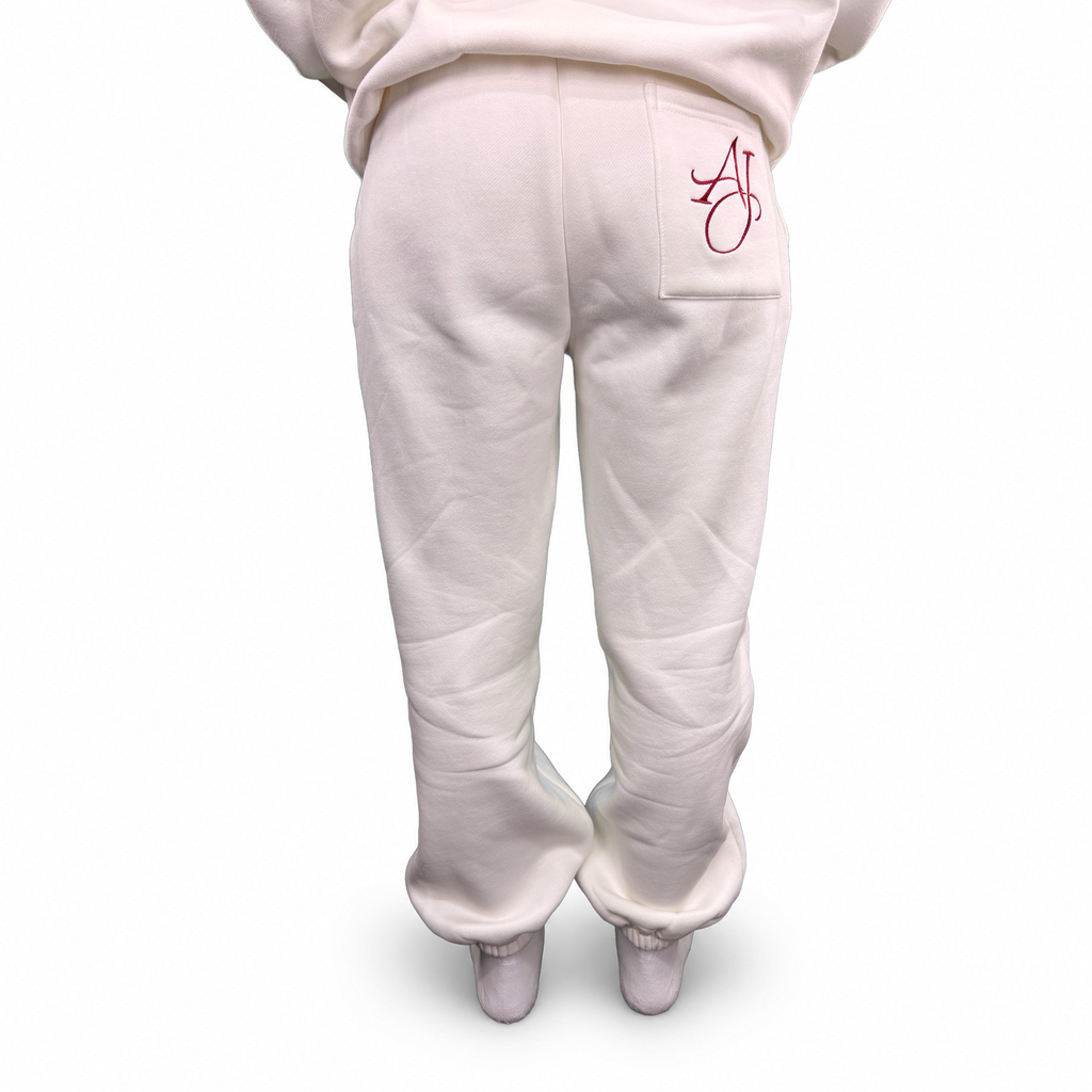 Signature White Cotton Fleece Pants