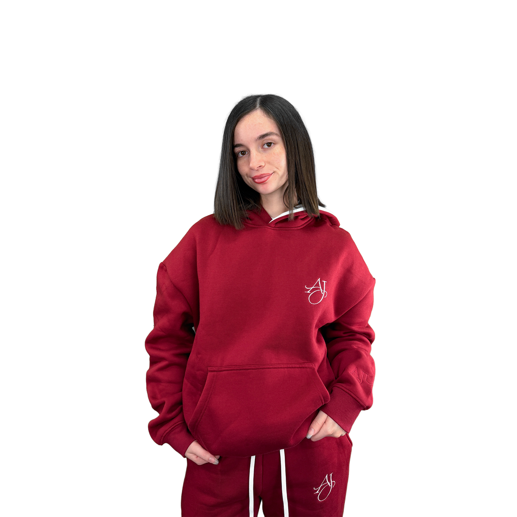 Dark Cherry Cotton Fleece Hoodie