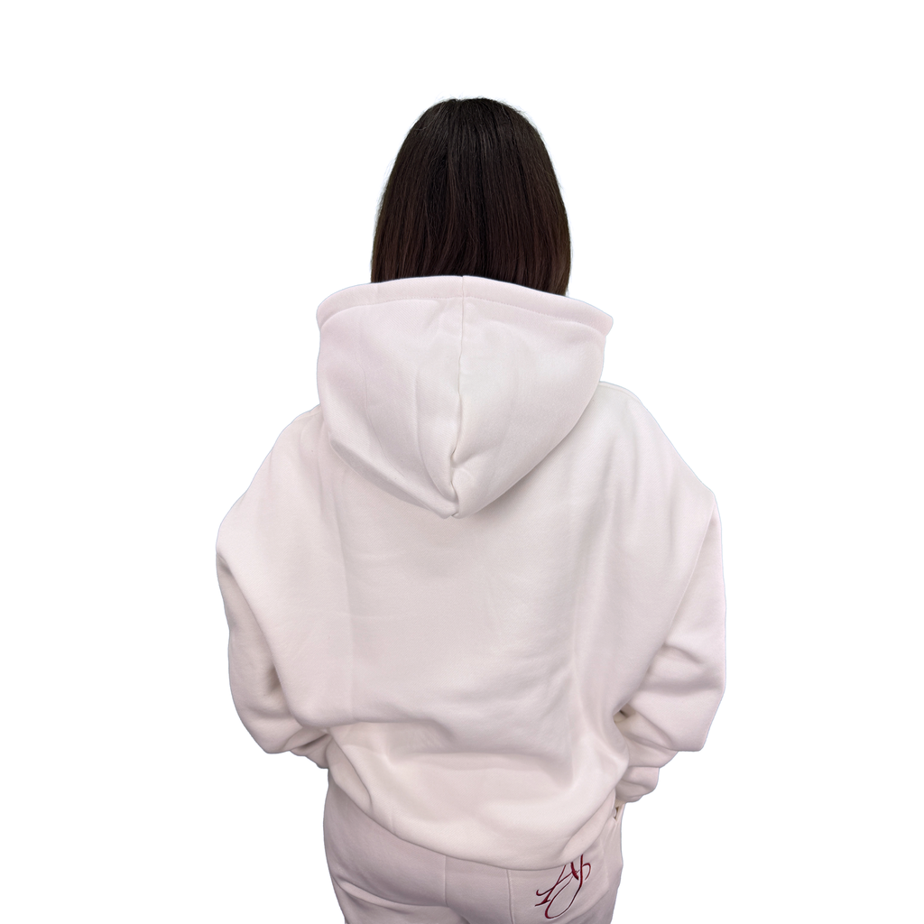 Signature White Cotton Fleece Hoodie