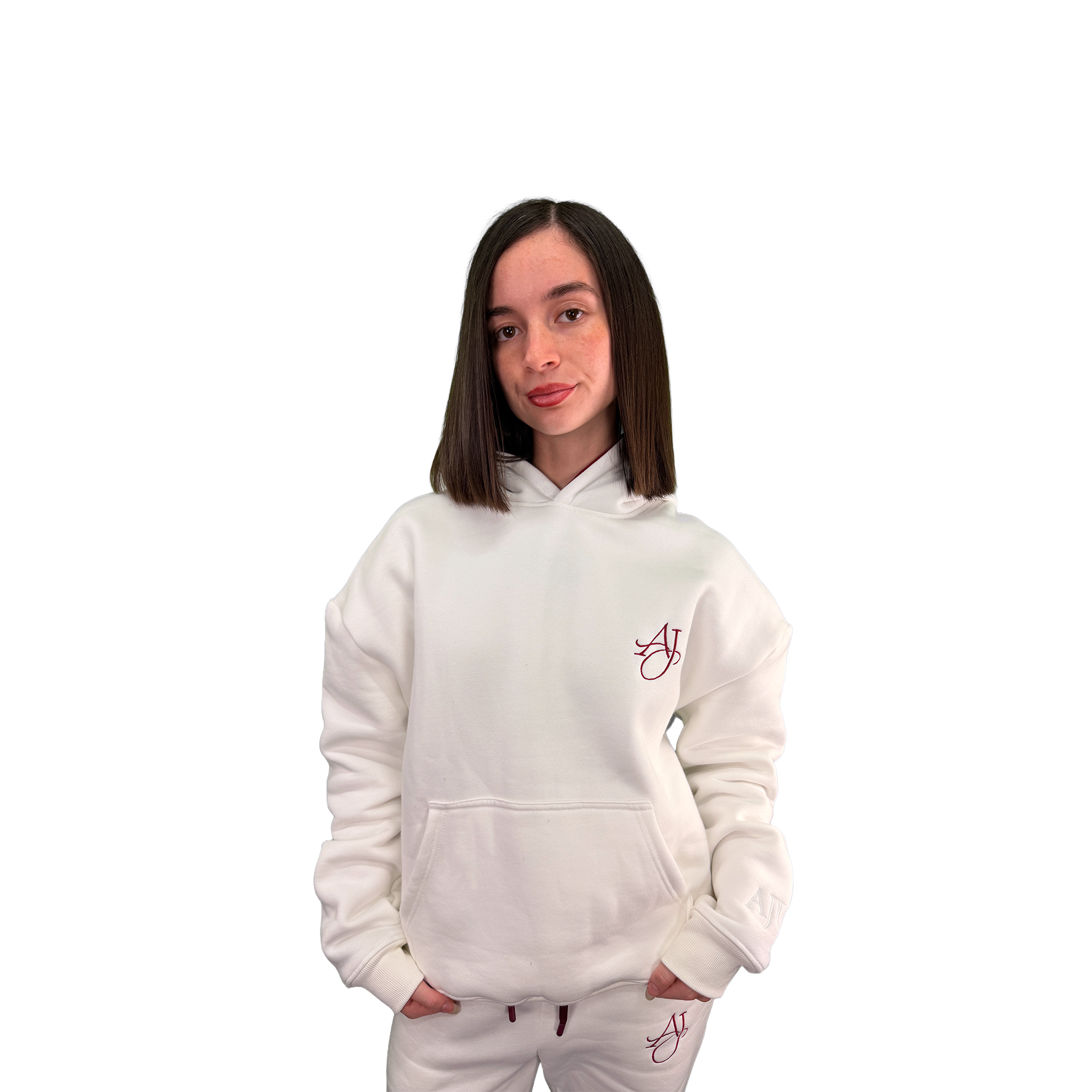 Signature White Cotton Fleece Hoodie