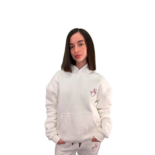 Signature White Cotton Fleece Hoodie